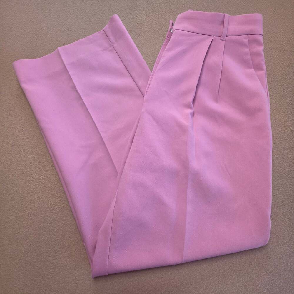 Abercrombie & Fitch Sloane Tailored Wide-Leg Pleated Pants Pink Sz 31/12